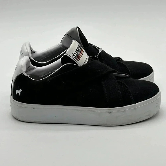 GOATS Women's Black Canvas The 728 Cross Straps Slip-On Sneakers SZ 9.5 - Picture 1 of 16